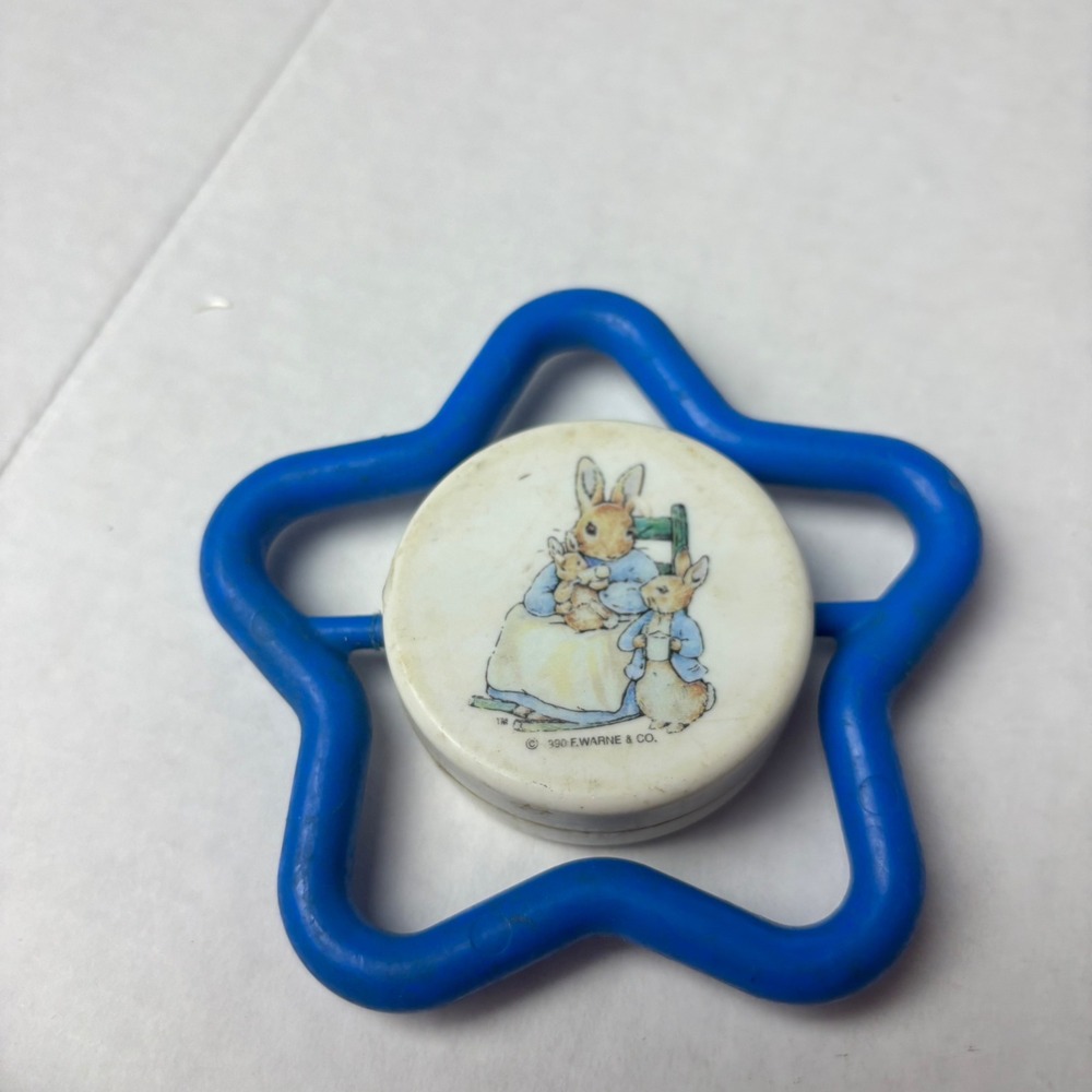 Vintage 1990 Peter Rabbit Enfamil ProSobee Blue Star‎ Baby Rattle Beatrix Potter